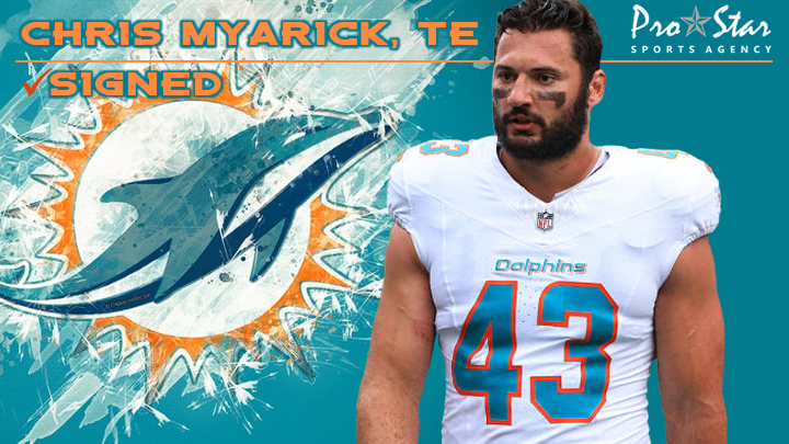 Congratulations to veteran NFL TE, <a href="/cmyarick/">Chris Myarick</a> on re-signing with the <a href="/Dolphins/">Miami Dolphins</a>! LET'S GO!! #ProStarFamily #TempleTuff