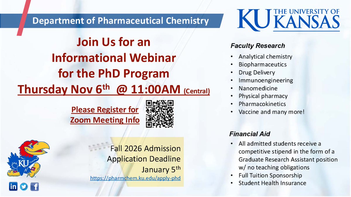 Interested in Pharmaceutical Chemistry? Check out KU Webinar in November!