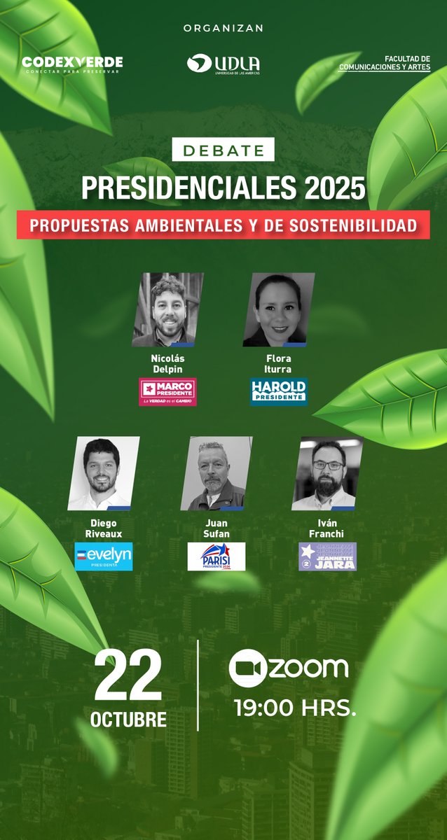 Codexverde (@codexverde) on Twitter photo 🌍Te invitamos a participar en este #debate donde representantes de los principales comandos presidenciales expondrán las propuestas ambientales, climáticas y de sostenibilidad.  
Inscripciones 👉bit.ly/3Wc1xFU 
<a href="/delpin_nicolas/">Nicolás Delpin</a> <a href="/Ribolt/">Diego Riveaux Marcet</a> <a href="/Juanpablosufan/">Juan Pablo Sufan</a> 🌍Te invitamos a participar en este #debate donde representantes de los principales comandos presidenciales expondrán las propuestas ambientales, climáticas y de sostenibilidad.  
Inscripciones 👉bit.ly/3Wc1xFU 
<a href="/delpin_nicolas/">Nicolás Delpin</a> <a href="/Ribolt/">Diego Riveaux Marcet</a> <a href="/Juanpablosufan/">Juan Pablo Sufan</a>