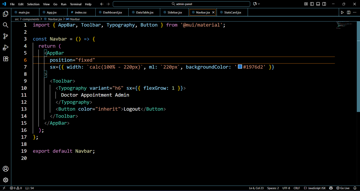 Bigyan_99's tweet photo. #LUD24

Today, I continued building my Admin Panel by adding a Navbar, Data Table and an elegant Card Component

Step by step, it’s all coming together beautifully

#LearningUtsav2025
#FestivalOfLearning
#WebDevelopment
#ReactJS https://t.co/hxSekqhgvV