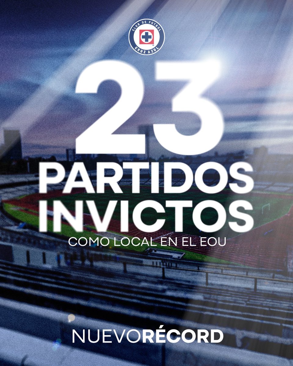 Con la victoria del sábado en el Clásico Joven, llegamos a 2️⃣3️⃣ partidos invictos como locales en el Olímpico Universitario. 

Nuevo récord para un club en este inmueble. 

¡Sigamos construyendo juntos! 🚂💙