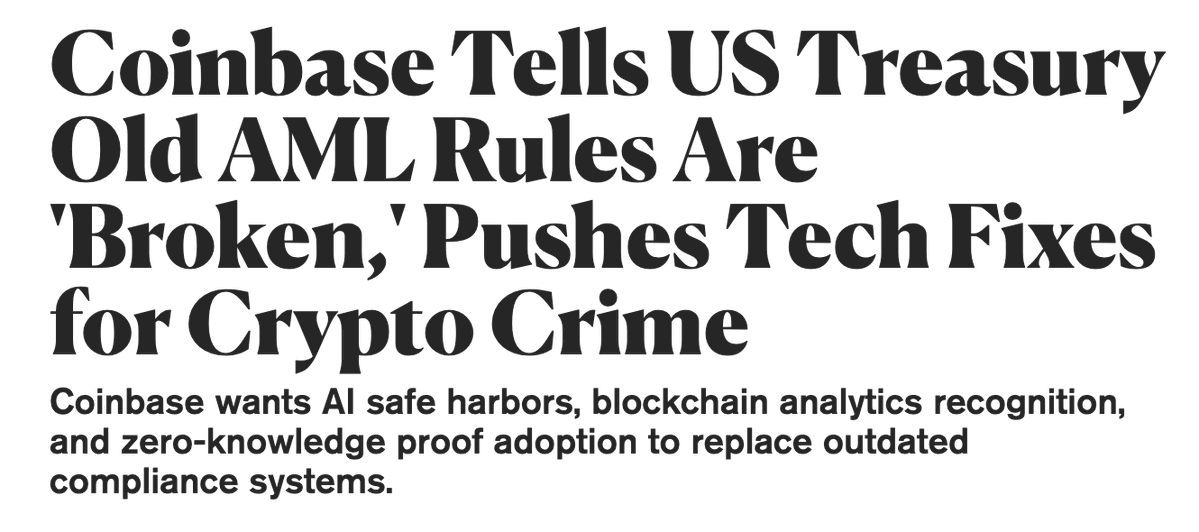 Coinbase headline on AML rules reform