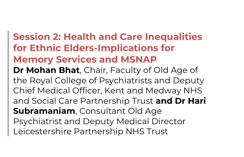 mohanbhat101's tweet image. Will be leading a workshop @rcpsych at MSNAP annual forum tomorrow on health inequalities faced by ethnic elders in accessing memory services @DrBenUnderwood1 @ChinezeIvenso @ProfRobHoward @rcpsychOldAge @wendyburn @ShaheenShora @raj_psyc @apksachar
