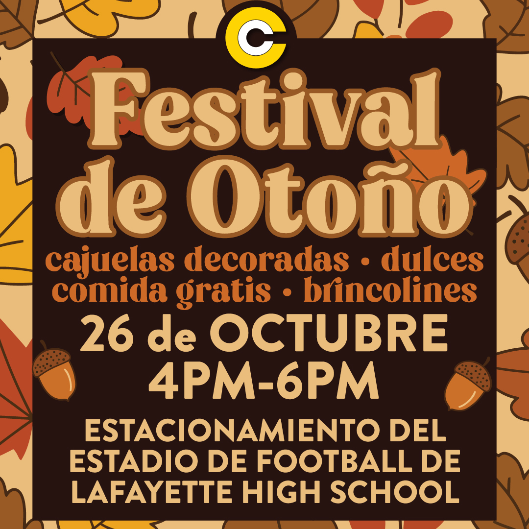 You're invited to CCO's Fall Festival this Sunday, October 26th, 4pm-6pm! Join us in the LHS football stadium parking lot (behind Lafayette Middle School) for touch-a-truck, bounce houses, free food, trunk-or-treat, giveaways and more! Invite your friends, neighbors, and
