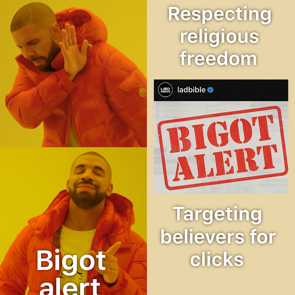 ShawnMichaelMay's tweet photo. @standmonitor @jessbattison_ @ladbible If you need to attack people’s faith for engagement, congrats 0-you’ve become the villain in your own article. 🧠🔥
#BigotAlert #MediaBias #StopTheHate https://t.co/E0XFVbokwT