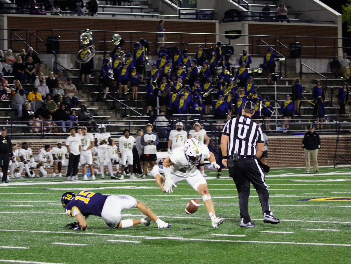 Over the middle, with band in background, Schumann, Hornet defender and Umpire <a href="/ucobronchofb/">UCO Football</a> <a href="/ucoathletics/">UCO Bronchos</a>