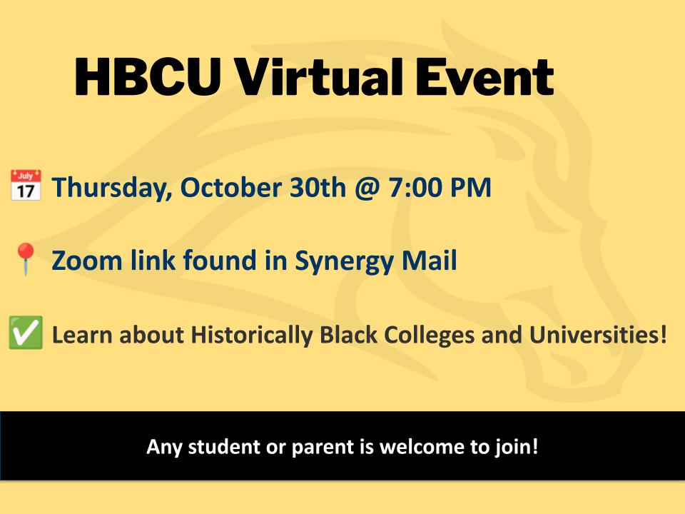 Join us for an HBCU zoom event to learn more about Black Colleges and Universities,