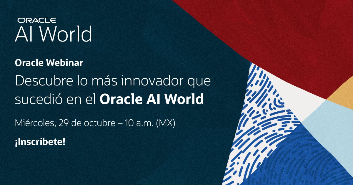 ForteDiego's tweet image. En este webinar, digital y gratuito, reuniremos los grandes anuncios, las innovaciones más relevantes y los casos reales presentados en Oracle AI World.
social.ora.cl/6017AAqxx
#LADatAIWorld