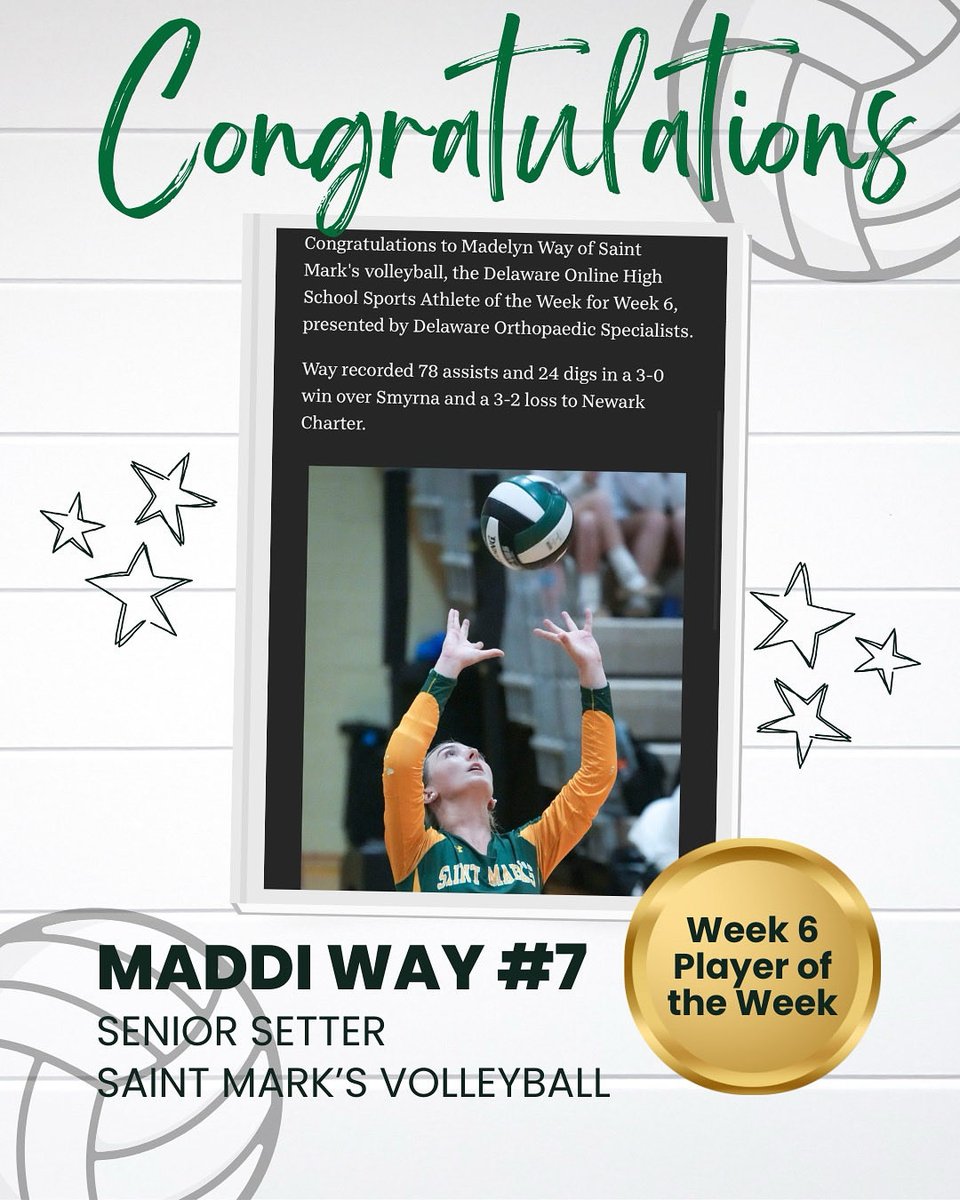 Congratulations to Maddi Way for being <a href="/delawareonline/">Delaware Online</a> Week 6 player of the Week!
