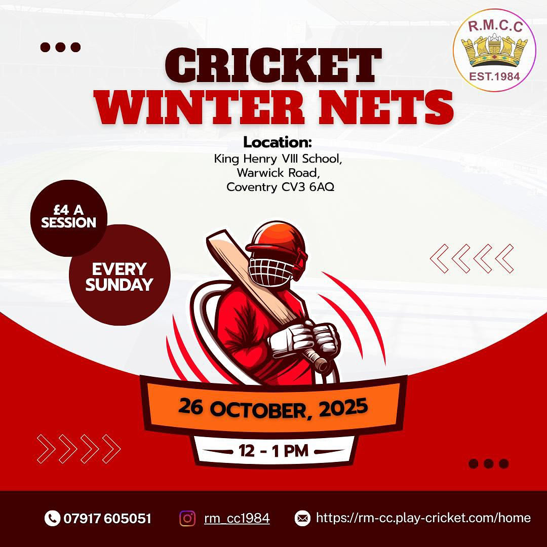 Cricket Nets are Back🚨
All New Player Welcome 

Whether you’re an experienced player or looking to join a club for the first time, now is the perfect time to get involved

🗓 Sunday 26th October

🏠 King Henry VIII School, Warwick Road, CV3 6AQ

⏰ 12-1 

#UPTHERM