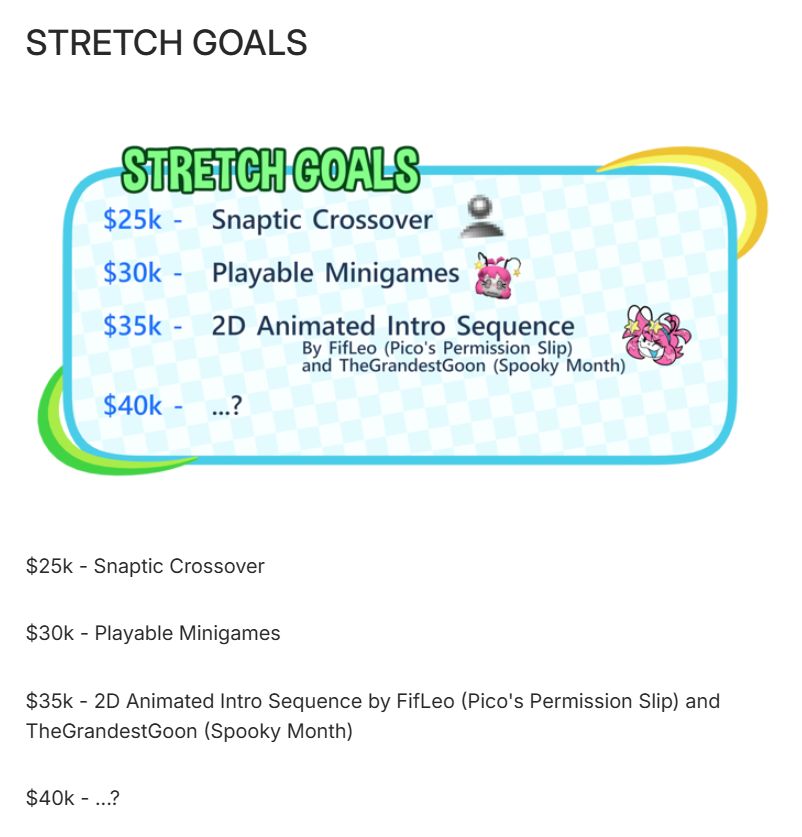 MiniminStudios's tweet image. We are fully funded at $18k in less than an hour! Our first stretch goal is $25k for a collaboration in-game with @snaptic_ 🌐

At $30k we will add bonus playable minigames.

At $35k, Home Paige will have a 2D Animated Intro Sequence by @fif_leo and @TheGrandestGoon 

Then..? ✨
