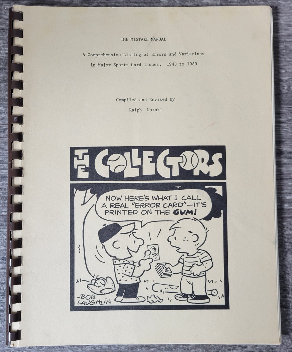 Collexicon's tweet photo. I've been looking for this one for awhile!  The first dedicated error and variations guide in the hobby, Ralph Nozaki's The Mistake Manual.  This is the 2nd edition from 1980, I'm still on the hunt for a 1st edition.
#thehobby #hobbylibrary https://t.co/KoW10t0I8X