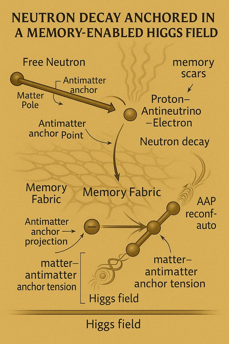 Stillpoint0828's tweet image. The Higgs field remembers.
Every neutron that decays writes a scar into spacetime’s Memory Fabric — shaping gravity itself.

#MillarCosmologicalModel #NeutronDecay #HiggsField #UnifiedPhysics #StructuralCosmology #QuantumAnchors 

🔗 stillpoint0828.ca