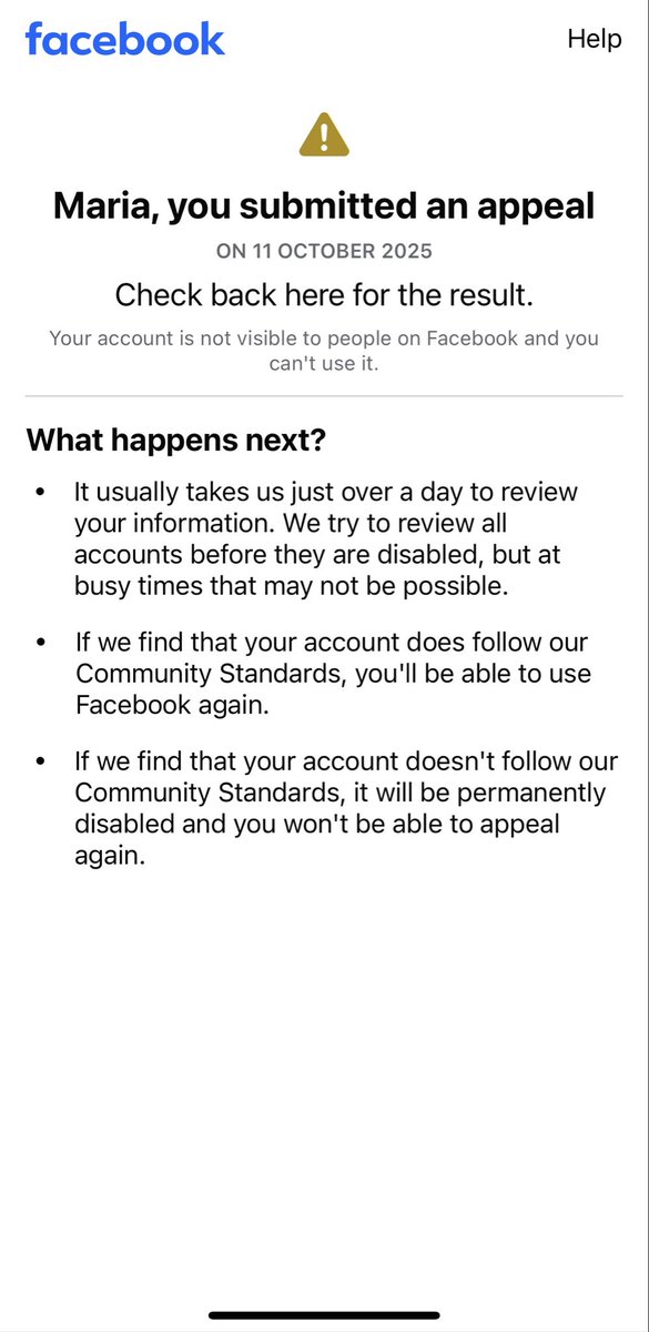 MariaDigitalMom's tweet photo. Day 10, my Meta Verified Facebook account “Maria Cont” is still suspended with no update. I submitted video verification and appealed, but there’s been zero human response. It’s unfair that verified creators are left waiting this long. @andymstone @Meta please look into this. https://t.co/wFNRGE81an
