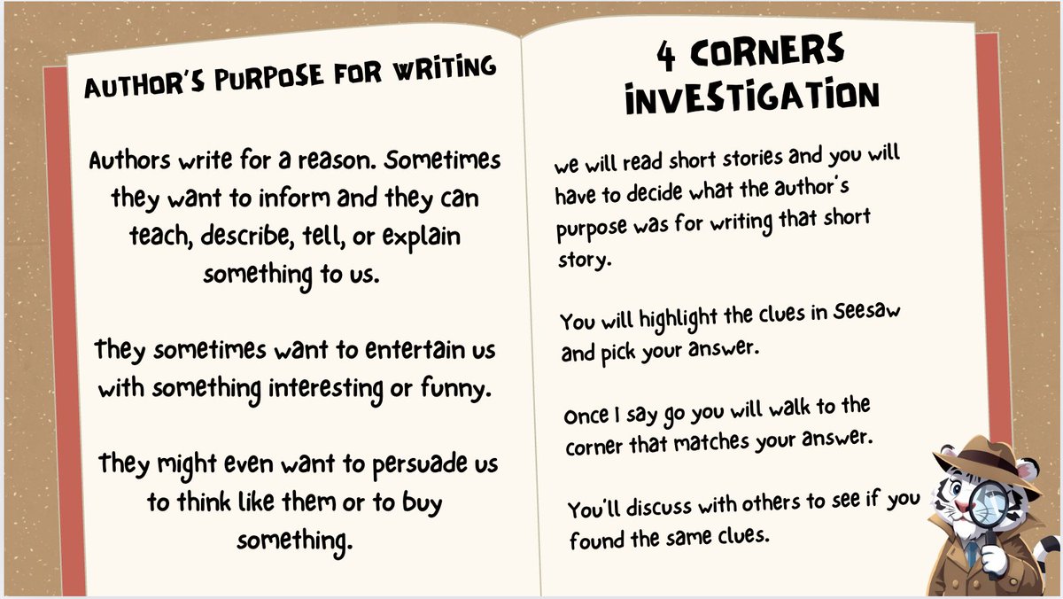 mspuente17's tweet image. @canva for the win! Used #Magicwrite to make engaging grade appropriate stories for our review and explanations for skills. #MagicMedia to generate a cute AI tiger detective to match our school mascot.