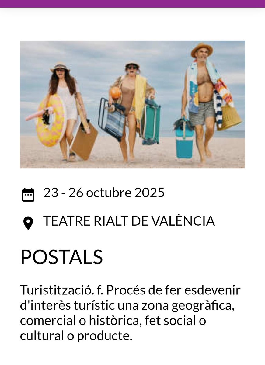 <a href="/TeatreOlimpia/">Teatre Olímpia</a> <a href="/Paulagrande_/">Paula Grande</a> <a href="/RogerPadrosMsic/">Roger Padrós</a> <a href="/svetlanamarrana/">svetlana</a> <a href="/TROBADORETS/">Trobadorets</a> <a href="/MariaJuan/">Maria Juan</a> <a href="/pepsala/">Pep Sala</a> <a href="/GermaNegre/">Germà Negre</a> <a href="/LaLudwigBand/">La Ludwig Band</a> <a href="/SomFetus/">Fetus</a> <a href="/JoelCarro/">Joel Carro</a> 10h taller de #Jota al ccVic/laGuixa

6hV #MazónDimissió manifestació:
*VLC/pl S Agustí 
* Alacant/ escales Jorge Juan

7hV
✓ "Twist &amp; Txèkhov a VLC/<a href="/TeatreMicalet/">Teatre Micalet</a>
✓ "Postals" a VLC/teatre Rialto
✓ "Nit de contes de por" a Ibi/carreró de lesÀnimes