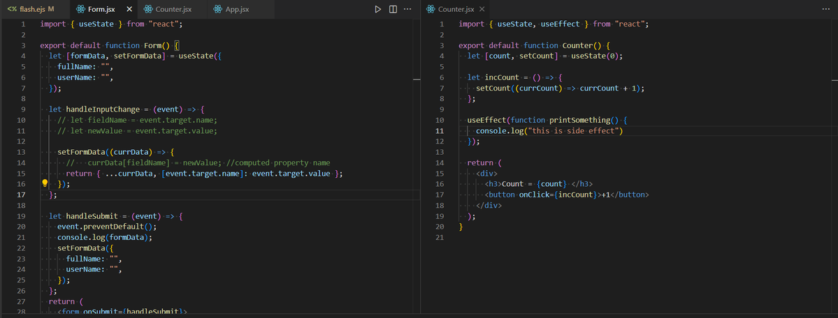 developer_boii's tweet image. 📅Day 113/150 of #150DaysOfCode
⚛️React Hooks & Forms
✅Created Comment Form Component
✅Displayed Comments Dynamically
✅Added Validations in Form
✅Learned about useEffect Hook
✅Understood Dependencies in useEffect
✅Explored Different Use Cases of useEffect
#LearnInPublic