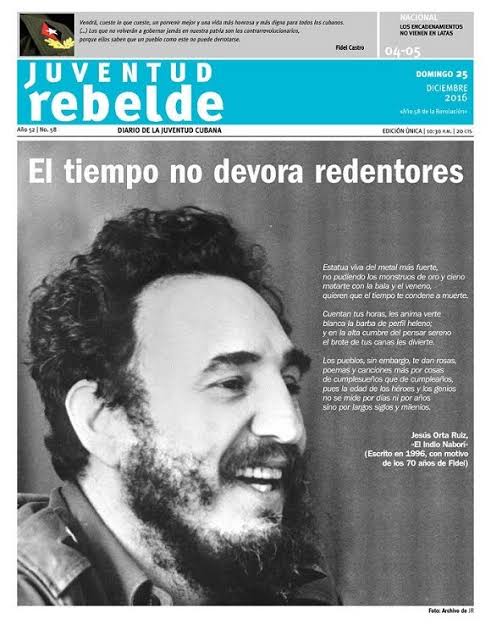 Juventud Rebelde, diario de la juventud cubana, fundado por #FidelPorSiempre hace 60 años.
#CubaEstáFirme 
#LaHabanaViveE