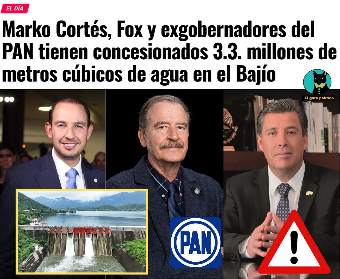 🔴🔴¡Destapan el cártel del agua!
La élite del PAN tiene concesionadas enormes cantidades de agua en el Bajío, un lugar con sequías. ¡Que les quiten todo! 🥁🥁
➡️➡️ wp.me/pbiqPq-qb1