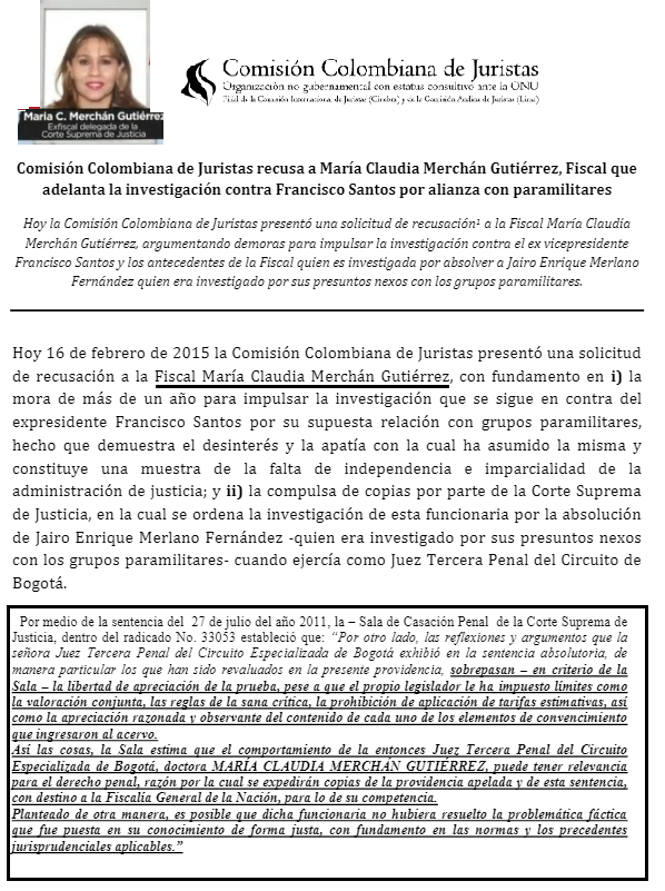 JuanPoe's tweet image. El magistrado Merchán Gutiérrez tiene una hermana que es María Claudia Merchán Gutiérrez que fue fiscal. Ella es esposa de Carlos Vargas Bautista hermano de Alcibiades. Ella ha sido señalada de beneficiar judicialmente a parapolíticos como F. Santos y Jairo Merlano. Sigue👇
