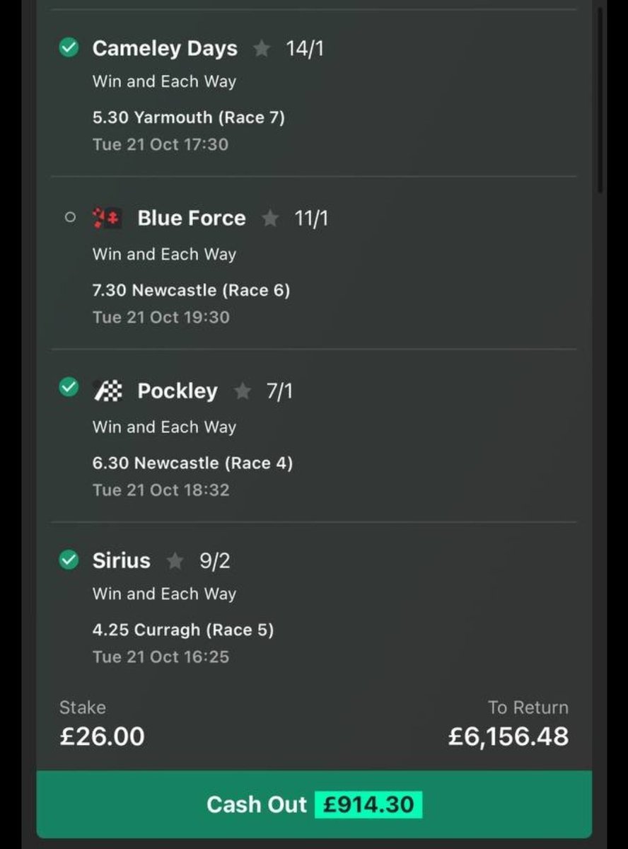 DG_DMAC's tweet image. A member Nearly landed a monster today on 2 of my side bets and my main outlay.
