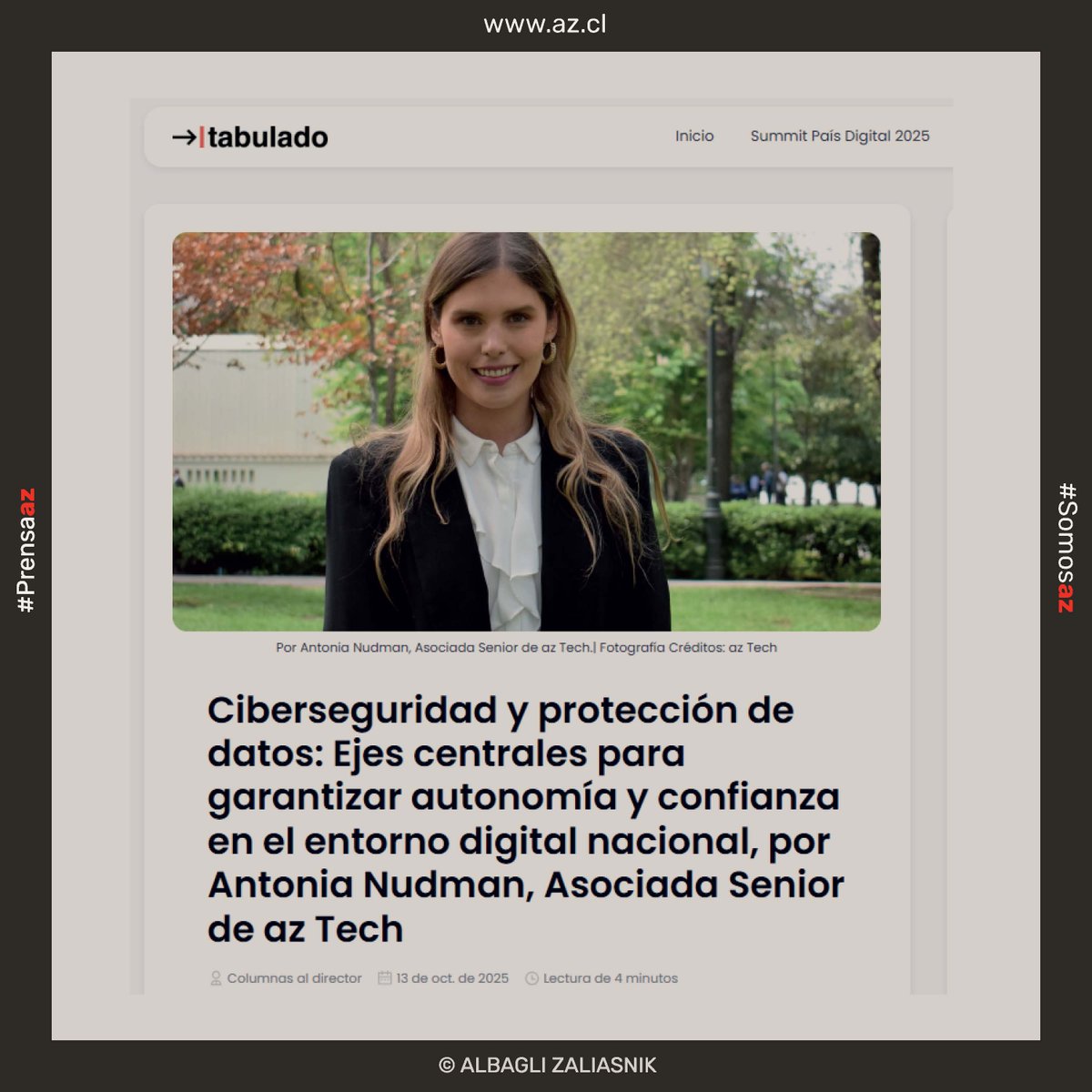 azabogados's tweet image. Los invitamos a leer la columna de opinión de nuestra asociada senior #azTech, Antonia Nudman, sobre #ciberseguridad, protección de #datos y los ejes centrales para garantizar #autonomía y #confianza en el entorno digital nacional.
Columna completa aquí lnkd.in/efCzUGVC.