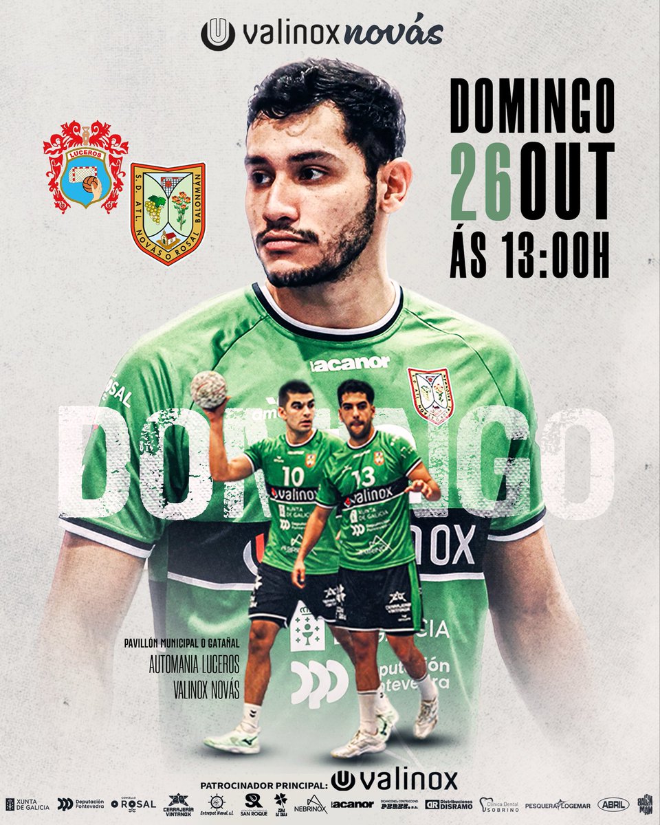 🔥 Nova Xornada!

Este domingo 26 de outubro ás 13h, o Valinox Novás visita o Pavillón Municipal de Cangas, un lugar que respira balonmán por cada recuncho 🤾‍♂️💨

Un novo reto e as mesmas ganas de sempre 💪🏼

📅 Domingo 26 🕐 13:00 h
📍 Pav. O Gatañal

Imos con todo, equipo 🐗💫