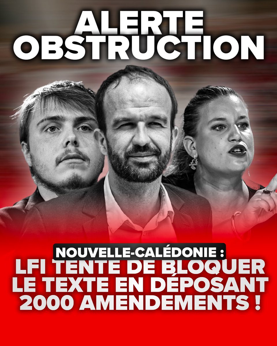 20h45 : près de 2000 amendements déposés par LFI sur le texte #NouvelleCalédonie. 

À 5 min par amendement, c’est 164 h de débats, soit une semaine entière perdue à partir de demain. ⏳

1/3