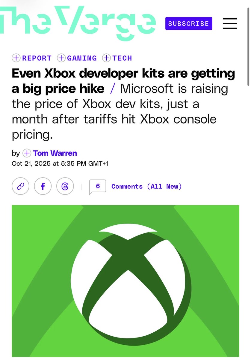 optimuspsx's tweet image. DAMN‼️ Xbots just don’t seem to catch a break do they?

Xbox Dev kit increasing price from $1,500 to $2,000 #Xbox #xbot #XboxSeriesX