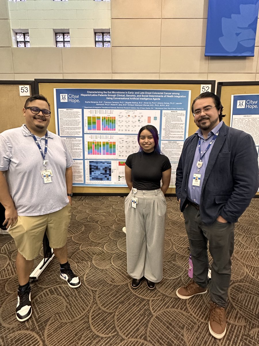 EnriqueI_VelVi's tweet image. 🦠💩 #Microbiome 🧬🔬 #SpatialTranscriptomics 🤖🗣️🤖 #ArtificialIntelligence Agents for #PrecisionMedicine & #ColorectalCancer Research 💉
Proud of our #VelazquezVillarrealLab team for presenting TWO outstanding posters on 🎉 2025 @cityofhope Annual Poster Session @PECGSnetwork