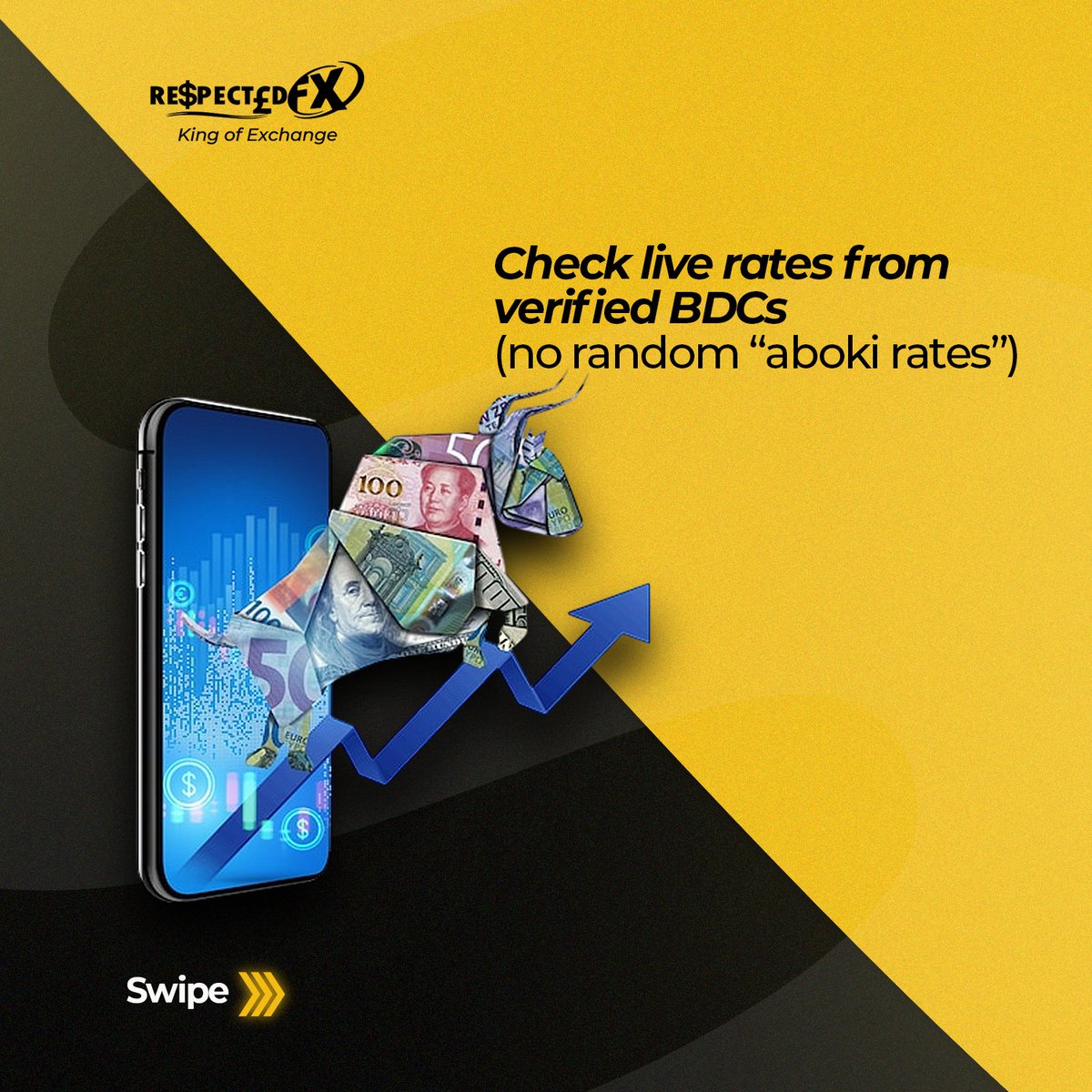 Respectedfx's tweet image. Use the RespectedFX BDC Mobile App for real-time, reliable, and transparent currency exchange — anytime, anywhere.👌👌
#CurrencyExchange #ForexNigeria #FintechSolutions #MoneyMatters #financetrends