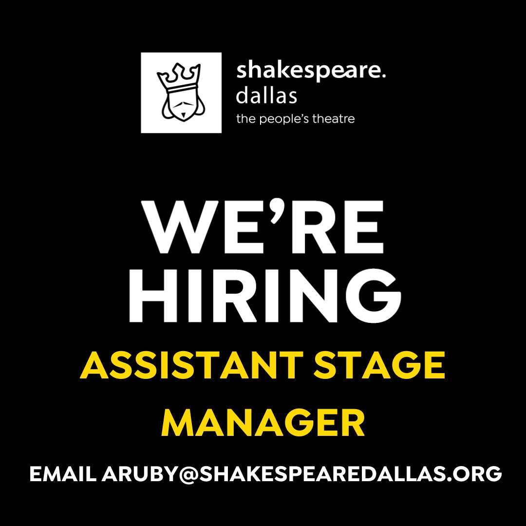 🎭 Now Hiring: Assistant Stage Manager

Shakespeare Dallas is seeking a dedicated ASM for our upcoming production of The Tragedy of Macbeth.

📅 Contract Dates: December 2, 2025 – February 2, 2025
💰 Stipend Provided
📍 Dallas, TX