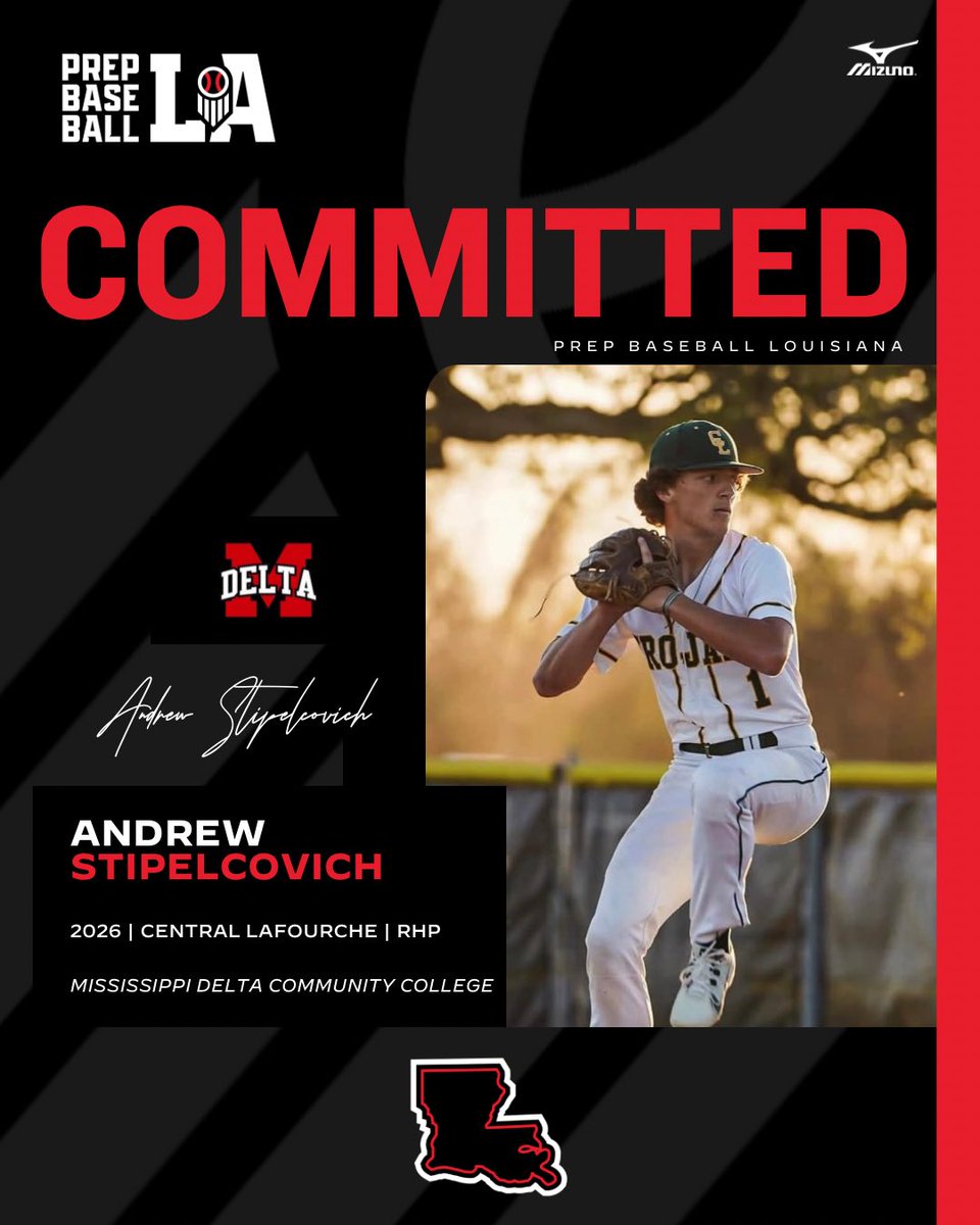 Congratulations to 2026 Andrew Stipelcovich (Central Lafourche HS) on his commitment to Mississippi Delta Community College. #BeSeen

<a href="/AlexArmandPBR/">Alex Armand</a> | <a href="/Tyler__Leary/">Tyler Leary</a> | <a href="/davisj_9/">Davis Johnson</a> 

👤 loom.ly/5z65CVA