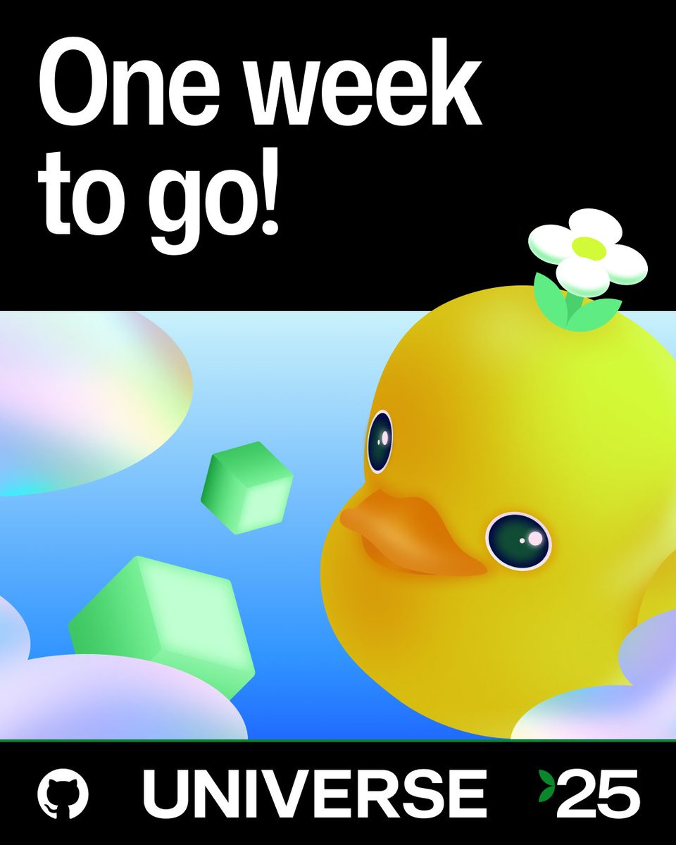 github's tweet image. #GitHubUniverse is almost here! Drop your announcement predictions in the replies ⬇️
Don’t forget to sign up to join us virtually if you can’t be there githubuniverse.com/?utm_source=Tw…