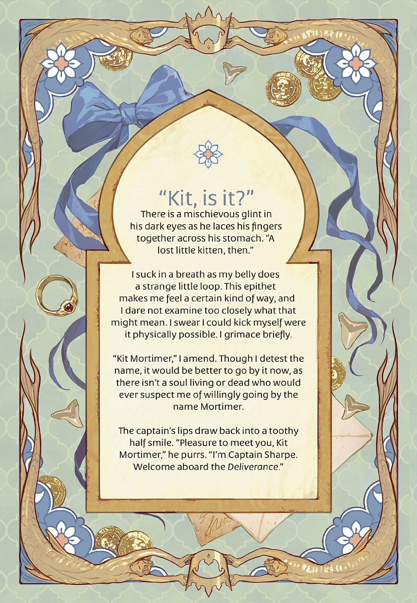 frostedsparrow's tweet image. “Dear reader, you might be wondering how a high-born lad such as myself got swept up into such wanton roguery…” 🏴‍☠️🌊

Cover for A Prince Among Pirates by @KaitlynAbdou for Simon &amp;amp; Schuster, with AD by Greg Stadnyk!

#bookillustration #bookart #digitalart #illustration