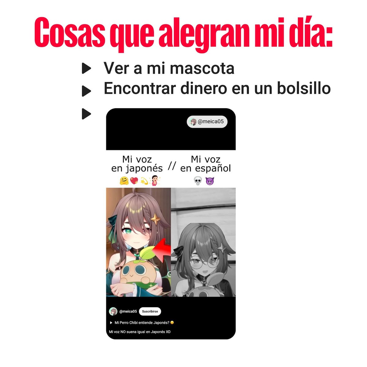 YouTubeLATAM's tweet image. Avisen si @meica05 sube otro Short 😮‍💨 Cuéntenos, ¿qué creador les alegra el día?