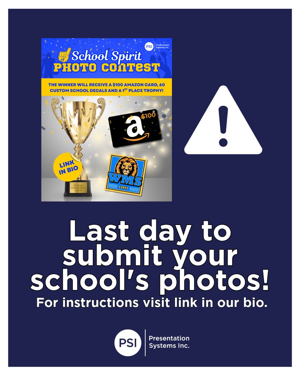 EcolorSystem's tweet image. ⚠️🚨 Reminder: Today is the last day to submit your school&apos;s photos into our School Spirit Photo Contest! You don&apos;t want to miss out on it!

Visit the following link to submit your photo:

form.jotform.com/25215348350114…

#presentationsystems #schoolposterprinter #photocontest