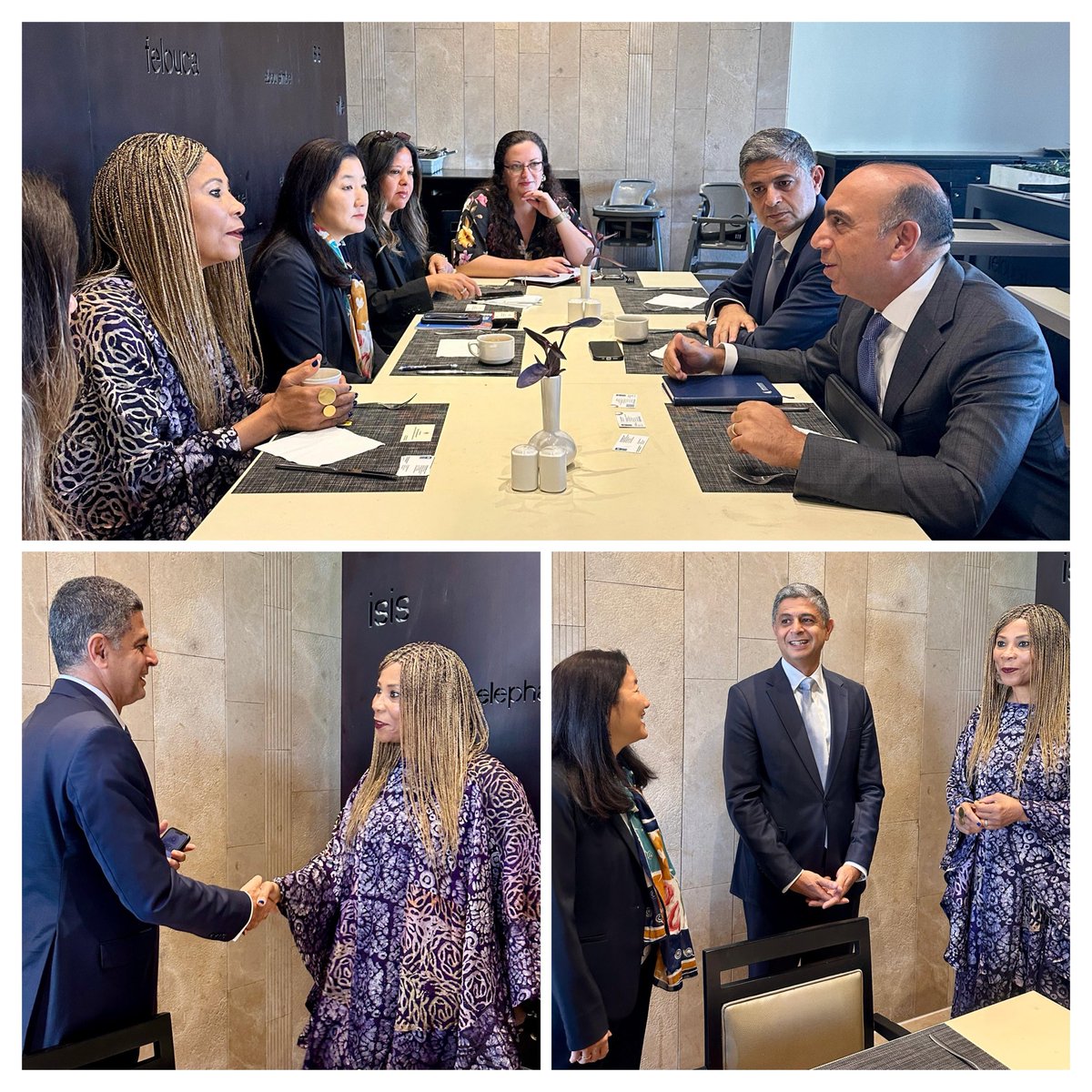 Productive meeting w/ Amb. Seif Kandeel, DG of Cairo International Center for Conflict Resolution, Peacekeeping and Peacebuilding &amp; Amb. Ihab Awad, Assist. FM for Foreign Affairs. We discussed deepening partnership, preventing violent extremism &amp; sustainable peace.
#AswanForum