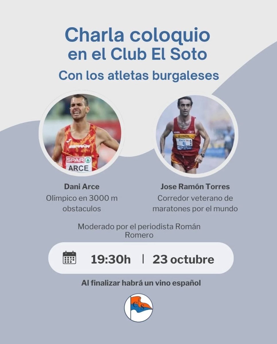 Nuestro presidente de la <a href="/ApdBurgos/">Asociación de la Prensa Deportiva de Burgos</a>, Román Romero, estará moderando una charla coloquio con <a href="/danielarce_/">Daniel Arce</a> y Jose Ramón Torres este jueves 23 de octubre en el Club El Soto.

➡️ Abierto a no socios, pero es necesario inscribirse antes del miércoles 22 de octubre.
