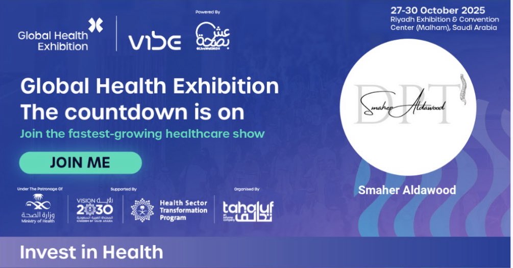 SmaherAd's tweet image. I can’t wait to join the world’s health leaders at Global Health Exhibition next week in Riyadh! 😍

#GHE25 #GlobalHealthExhibition #SeeYouInRiyadh
