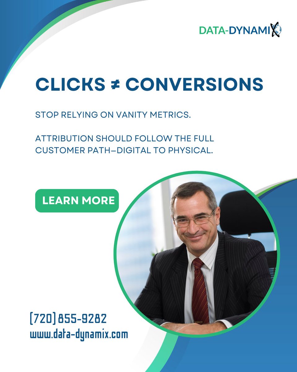 DataDynamix1's tweet image. Stop relying on vanity metrics. Attribution should follow the full customer path digital to physical. #TrueAttribution #MarketingPerformance