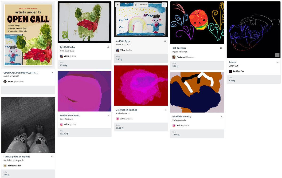 My first objkt curation is live! 
It is the follow up of the Young Tezos Artists Open Call, that you can see in my pinned post.
All Eligible artworks that you share in my pinned post will go in this curation.
objkt.com/curations/objk…
Featured so far:
<a href="/elfearsfoxsox/">🌿𝔈𝔩𝔣𝔢𝔞𝔯𝔰𝔣𝔬𝔵𝔰𝔬𝔵🌿</a>'s kids,