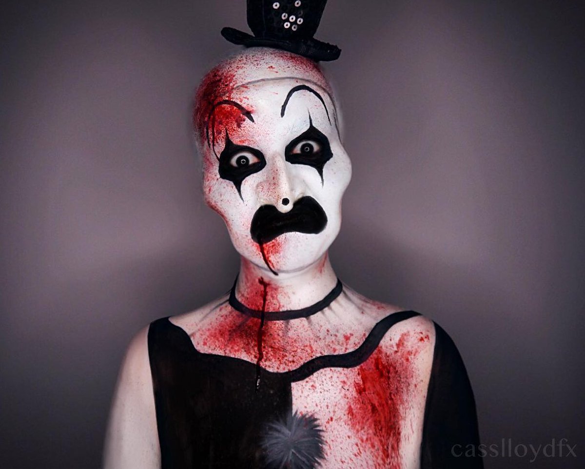 MakeupxMistress's tweet image. &quot;He’s not funny. He’s terrifying.&quot; Makeup by Yours Truly 🔪#arttheclown #TERRIFIER
