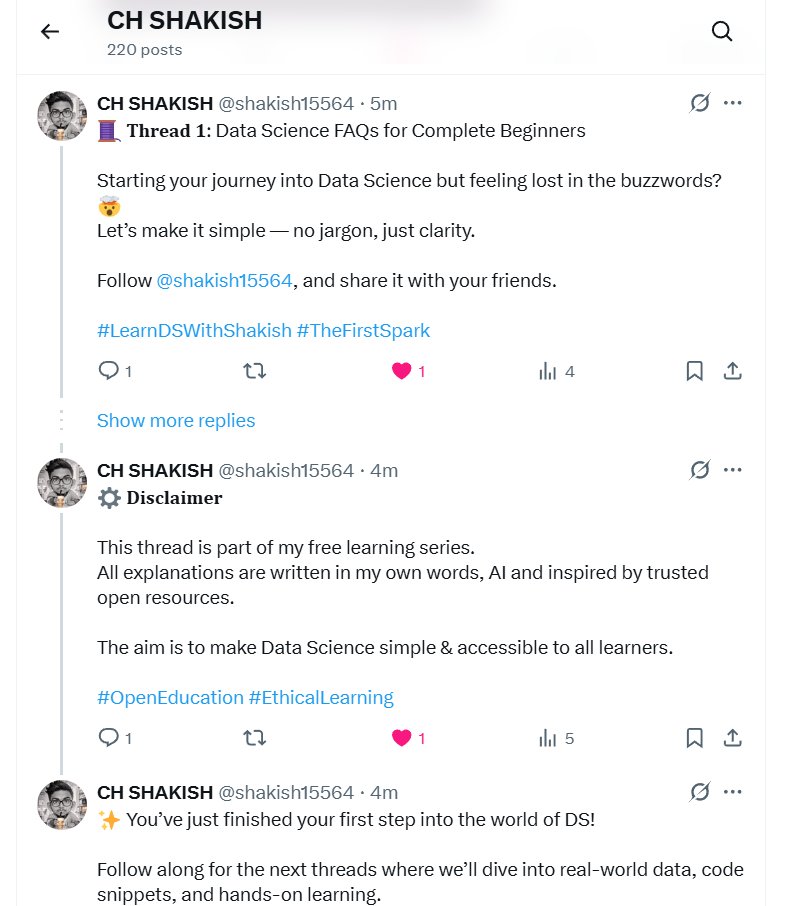 shakish15564's tweet image. Operation 17: The Learning Curve 📊
Day 1 of Week 17 🚀
Today’s Progress ✅
- Solved @LeetCode #3346
- Posted my 1st Data Science course thread on X
- Marked the official start of my Data Science journey
#TheLearningCurve #LeetCode #DataScience #CodeWithShakish