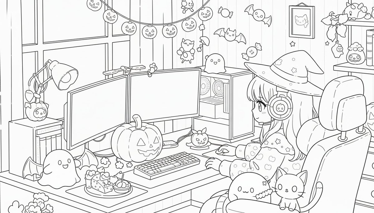 Alayah_Art's tweet image. Just finished this cozy Halloween-themed gaming room artwork for a client 🎃✨
Keeping it soft, warm, and aesthetic — pastel colors, peaceful mood, and calm gamer vibes.
More seasonal pieces coming soon — thinking of opening Halloween commission slots next 👀

#ClientWork…