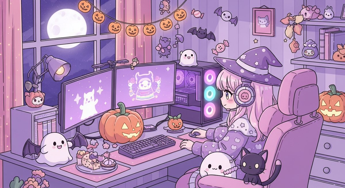 Alayah_Art's tweet image. Just finished this cozy Halloween-themed gaming room artwork for a client 🎃✨
Keeping it soft, warm, and aesthetic — pastel colors, peaceful mood, and calm gamer vibes.
More seasonal pieces coming soon — thinking of opening Halloween commission slots next 👀

#ClientWork…