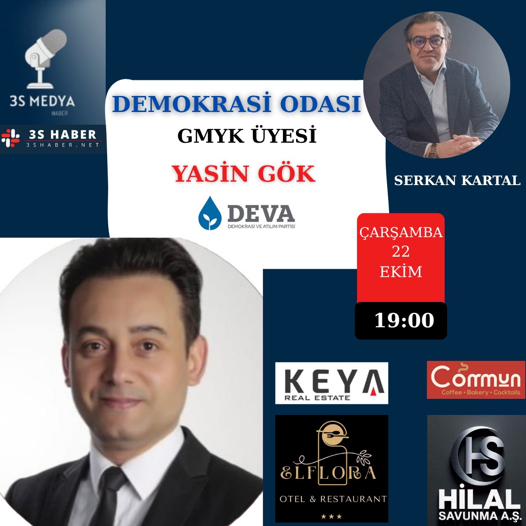 #DemokrasiOdası Yarın Saat 19:00 Konuğumuz <a href="/devapartisi/">DEVA Partisi</a> GMYK Üyesi 
Sn <a href="/YasinGOKBURSA/">YASİN GÖK</a> İle Gündeme Dair Herşeyi Konuşacağız. Sorularınızı Sosyal Medya Hesaplarımızdan İletebilirsiniz <a href="/alibabacan/">Ali Babacan</a> <a href="/Serkan_Kartal_/">Serkan Kartal</a> 
👇👇
youtube.com/live/uloHkqCPo…
