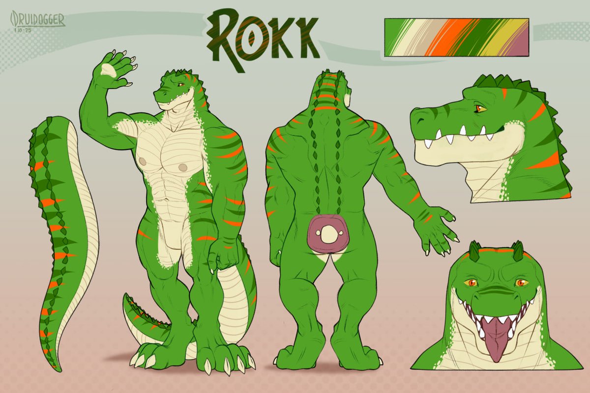 Finished ref sheet for  <a href="/SpikeRockets/">Rokk</a> 

Hope I get more crocs in the future cuz I had a great time! :D