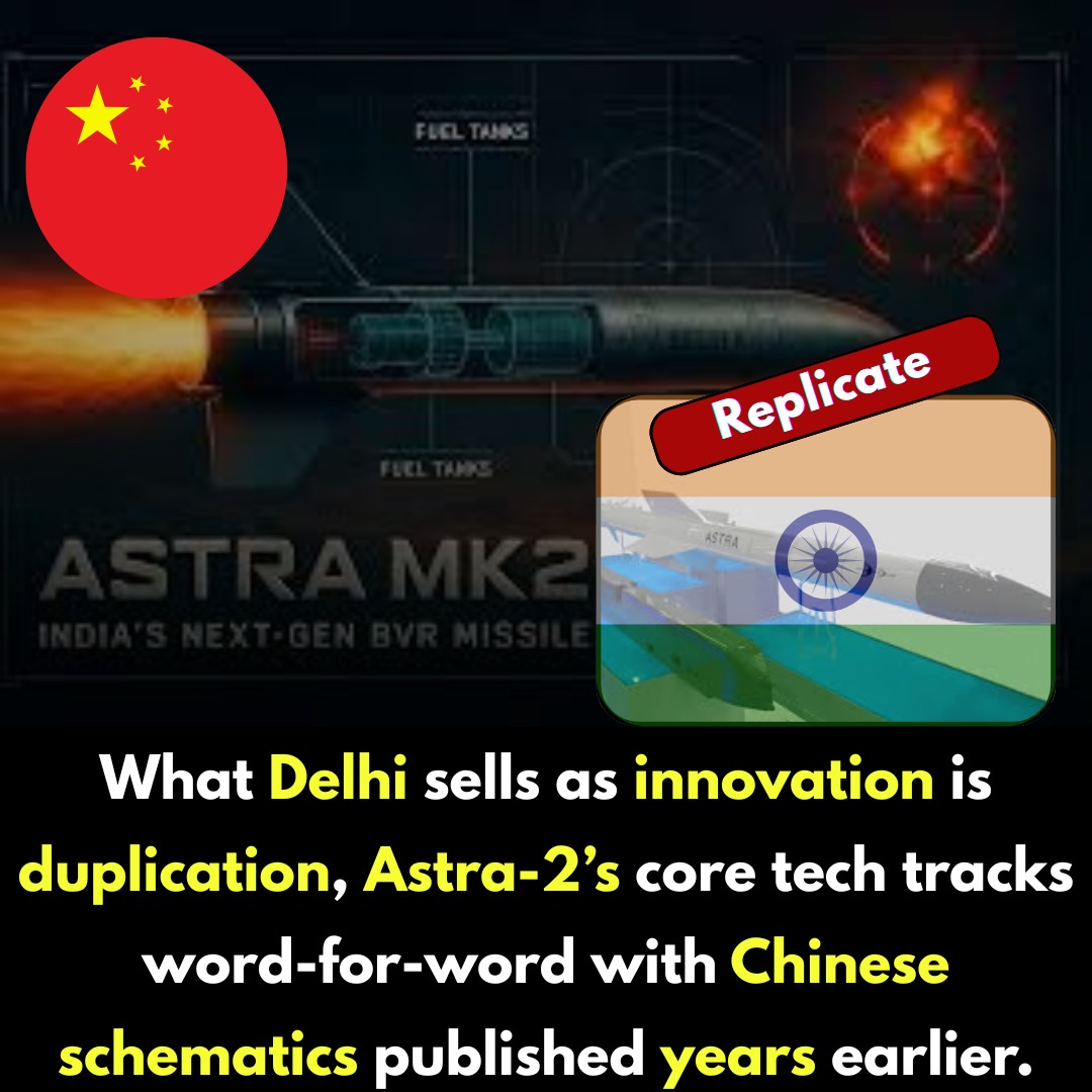 Intel_Observer's tweet image. India’s Astra Mark-2 isn’t “next-gen innovation” — it’s PL-15 in Indian paint. From propulsion to radar seeker, the design mirrors China’s tech. Atmanirbhar Bharat now means rebranding imported and copied systems as “indigenous.” #AstraMark2 #DefenseFraud