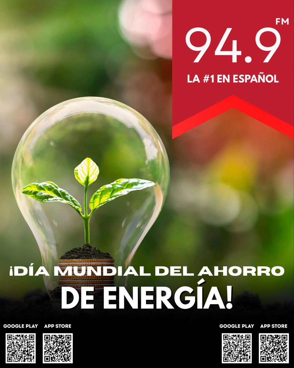 gitanaecuador's tweet image. 🔋 Día Mundial del Ahorro de Energía
Pequeños cambios = gran impacto: apaga luces que no uses, desconecta cargadores y baja el brillo de tu pantalla.

❤️ ¿Cuál es tu mejor tip para ahorrar energía? Cuéntanos y sintoniza 94.9FM, la #1 en español.
#AhorroDeEnergía #949FM